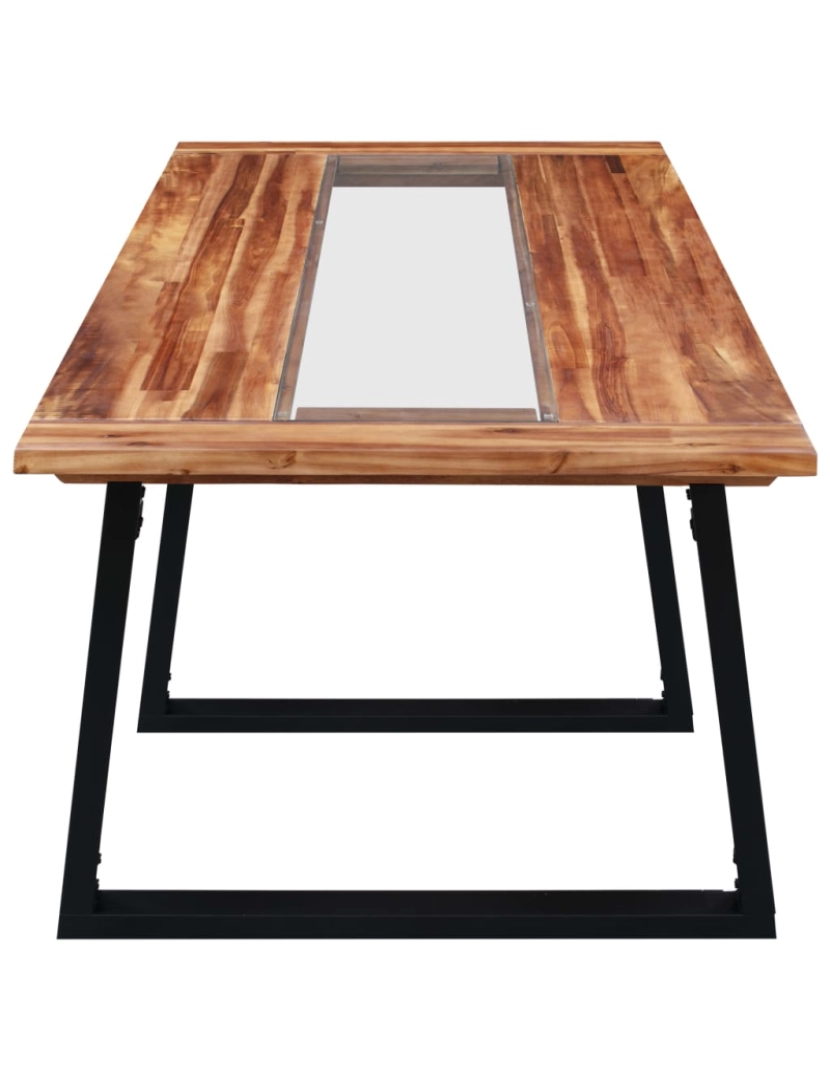 imagem de vidaXL Mesa de jantar 180x90x75 cm madeira de acácia maciça e vidro4