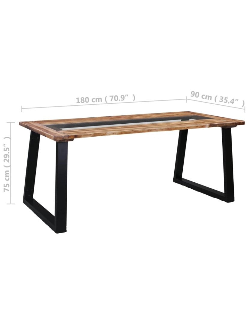 imagem de vidaXL Mesa de jantar 180x90x75 cm madeira de acácia maciça e vidro6