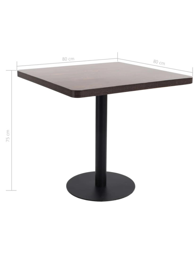 imagem de vidaXL Mesa bistrô 80x80 cm MDF castanho-escuro7