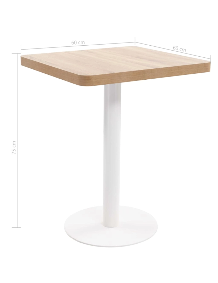 imagem de vidaXL Mesa bistrô 60x60 cm MDF castanho-claro7