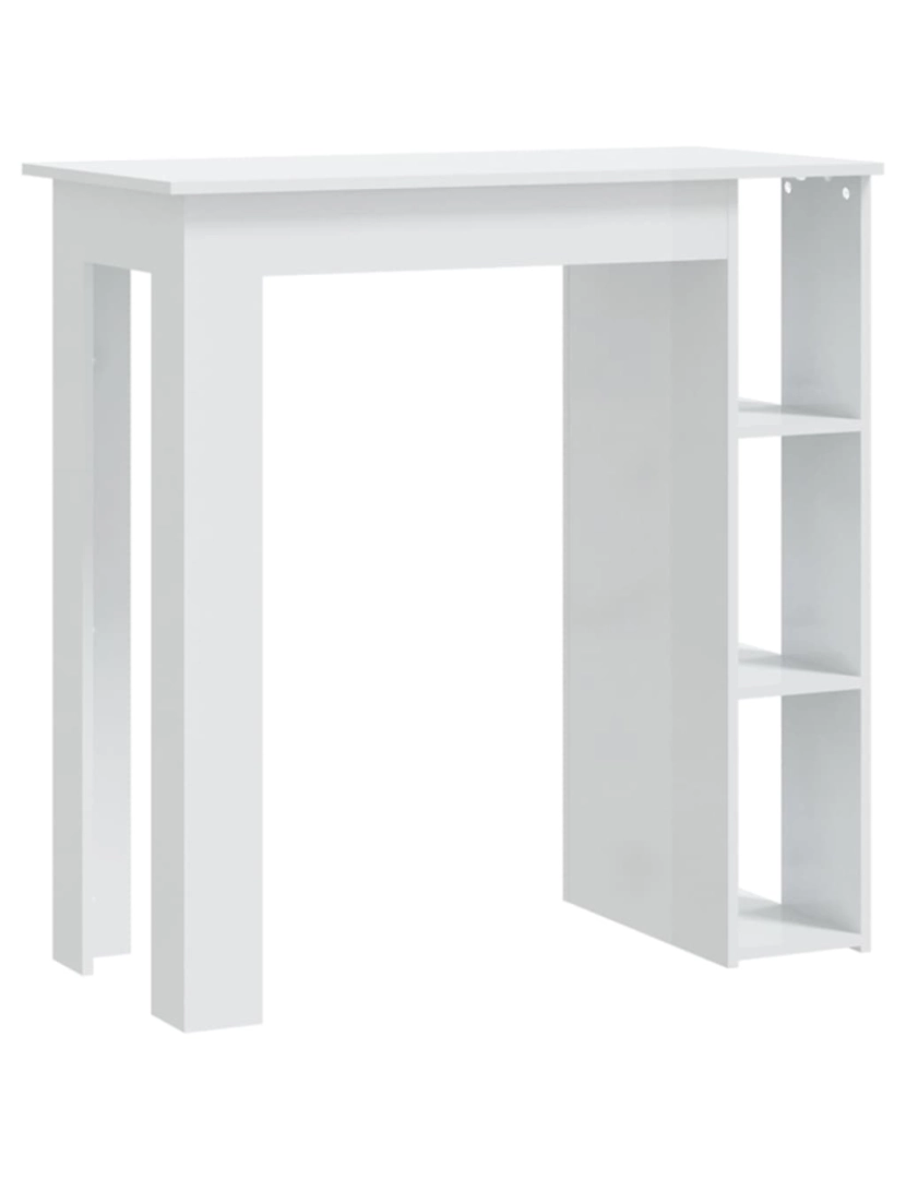 imagem de vidaXL Mesa bar c/ prateleiras contrap. 102x50x103,5cm branco brilhante1