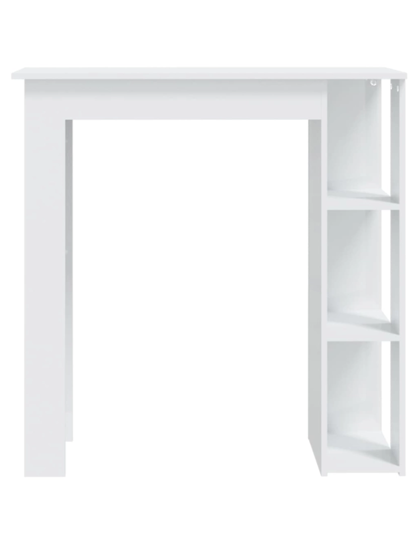 imagem de vidaXL Mesa bar c/ prateleiras contrap. 102x50x103,5cm branco brilhante4