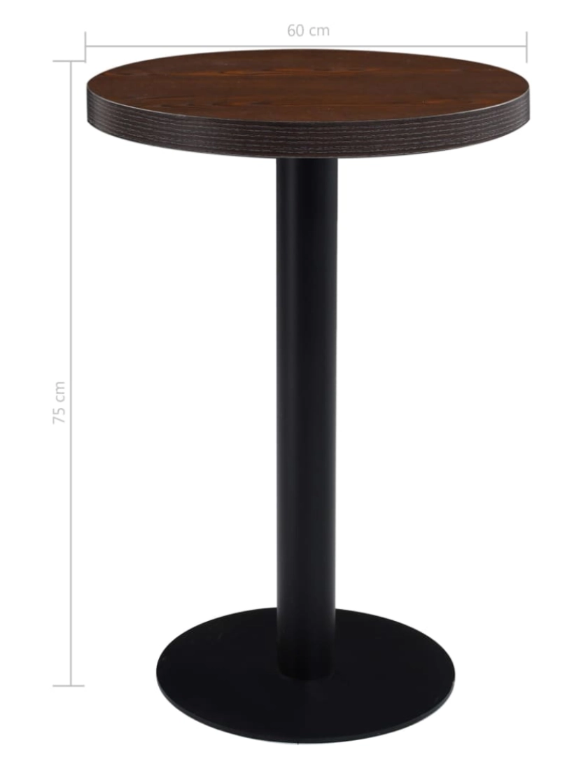 imagem de vidaXL Mesa bistrô 60 cm MDF castanho-escuro6