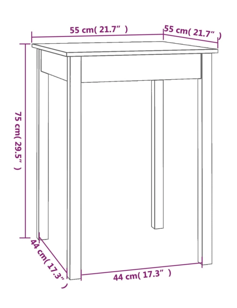 imagem de vidaXL Mesa de jantar 55x55x75 cm madeira de pinho maciça9