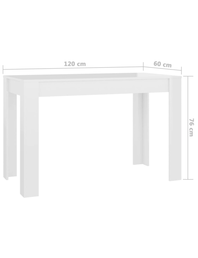 imagem de vidaXL Mesa de jantar 120x60x76 cm contraplacado branco brilhante7