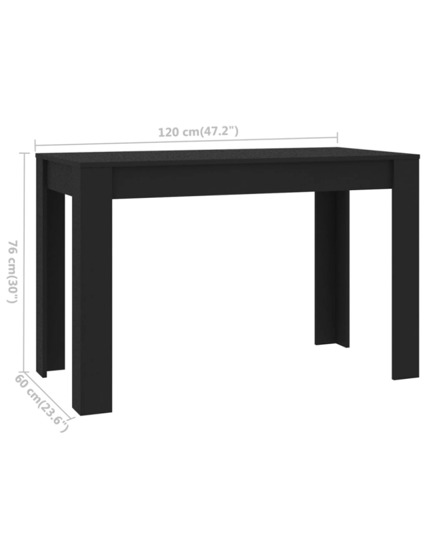 imagem de vidaXL Mesa de jantar 120x60x76 cm contraplacado preto7