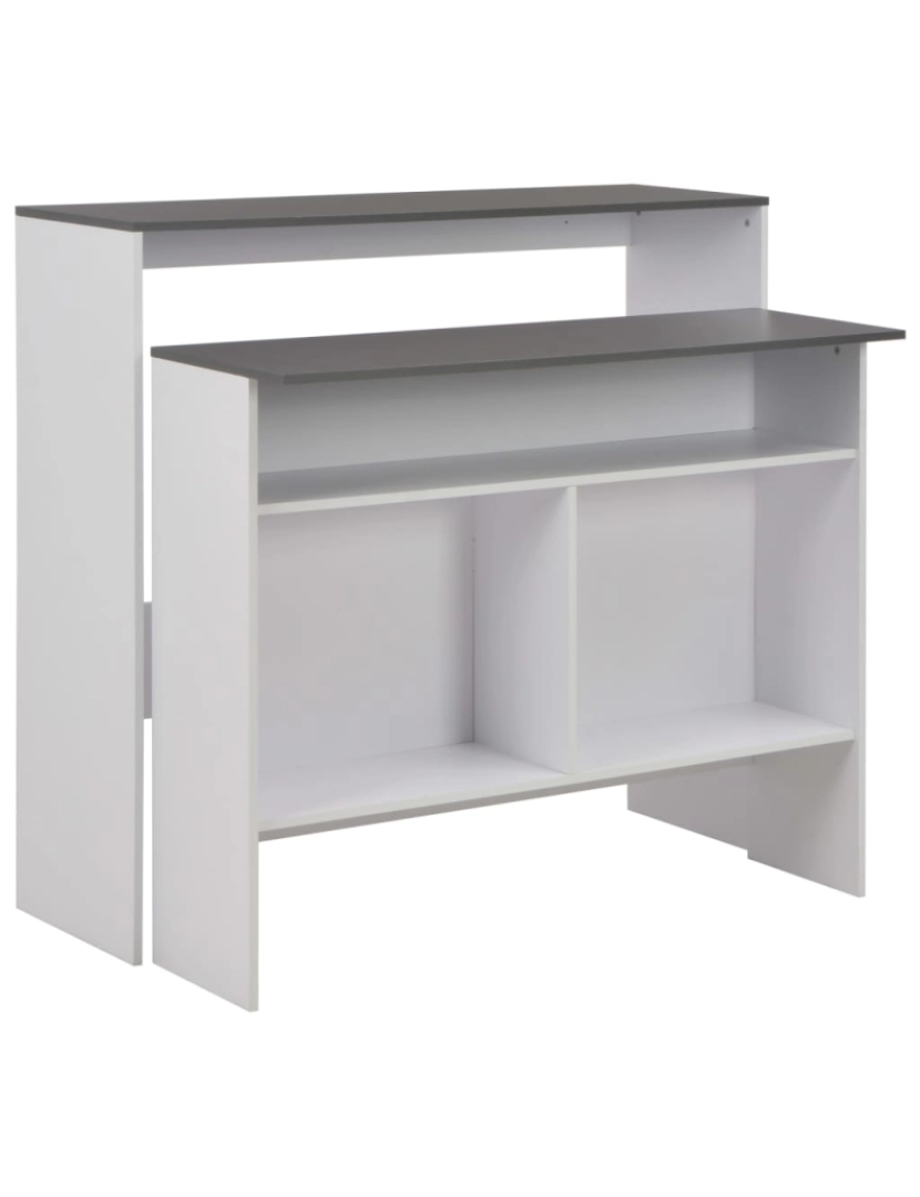 imagem de vidaXL Mesa de bar com 2 tampos 130x40x120 cm branco e cinzento2