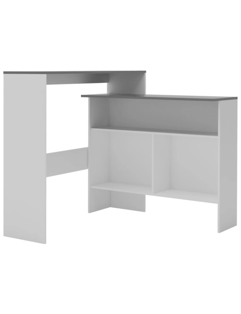 imagem de vidaXL Mesa de bar com 2 tampos 130x40x120 cm branco e cinzento3