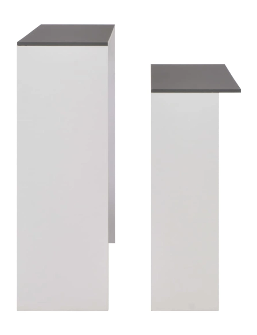 imagem de vidaXL Mesa de bar com 2 tampos 130x40x120 cm branco e cinzento7