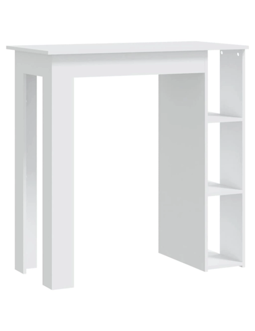 imagem de vidaXL Mesa de bar com prateleiras contraplacado 102x50x103,5cm branco1