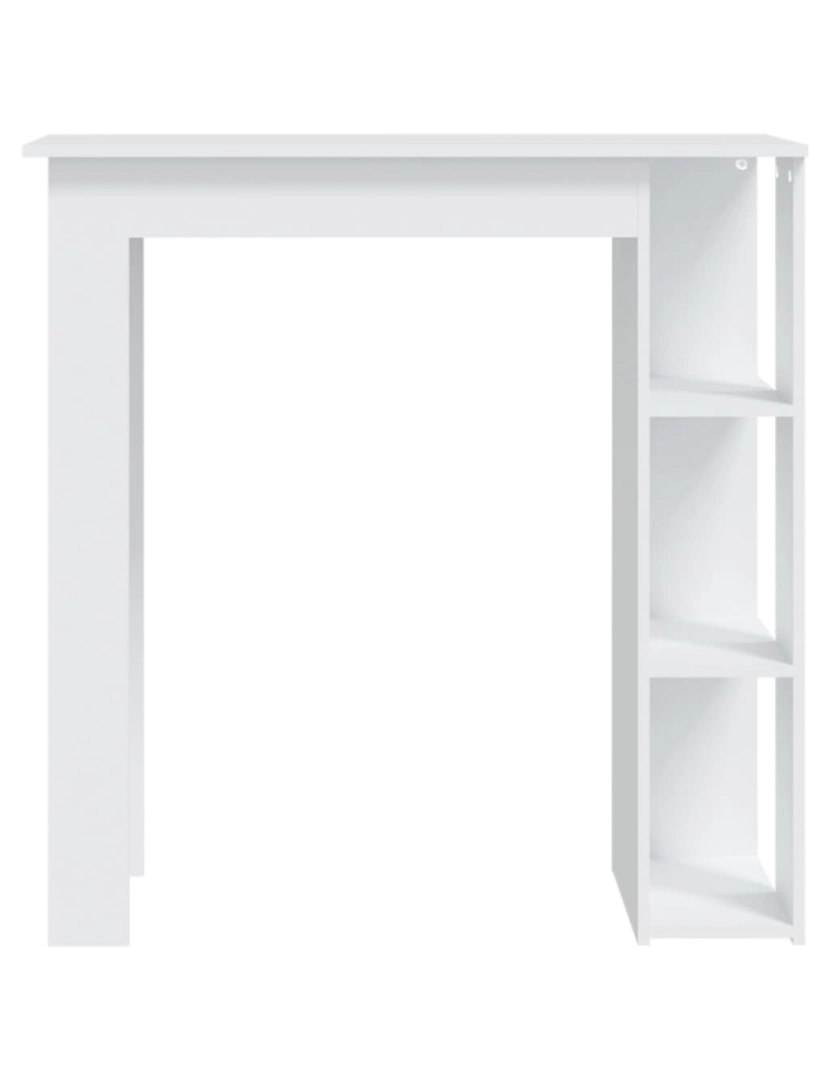 imagem de vidaXL Mesa de bar com prateleiras contraplacado 102x50x103,5cm branco4