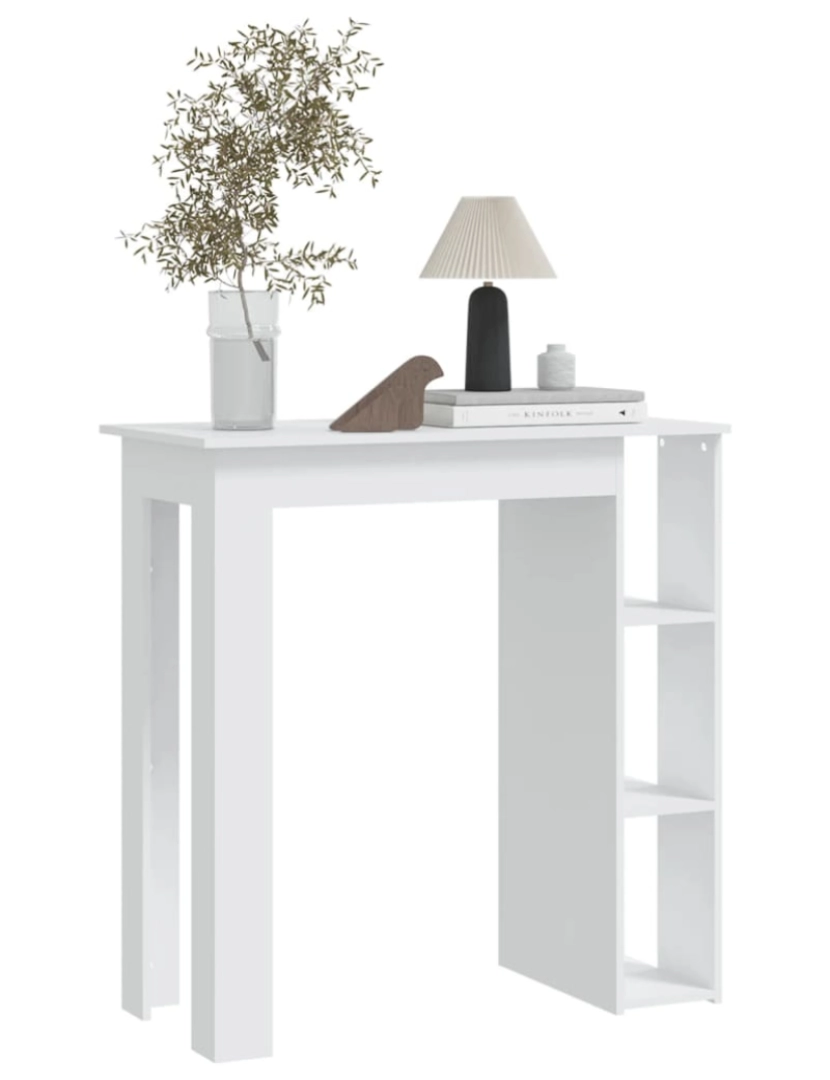 imagem de vidaXL Mesa de bar com prateleiras contraplacado 102x50x103,5cm branco6