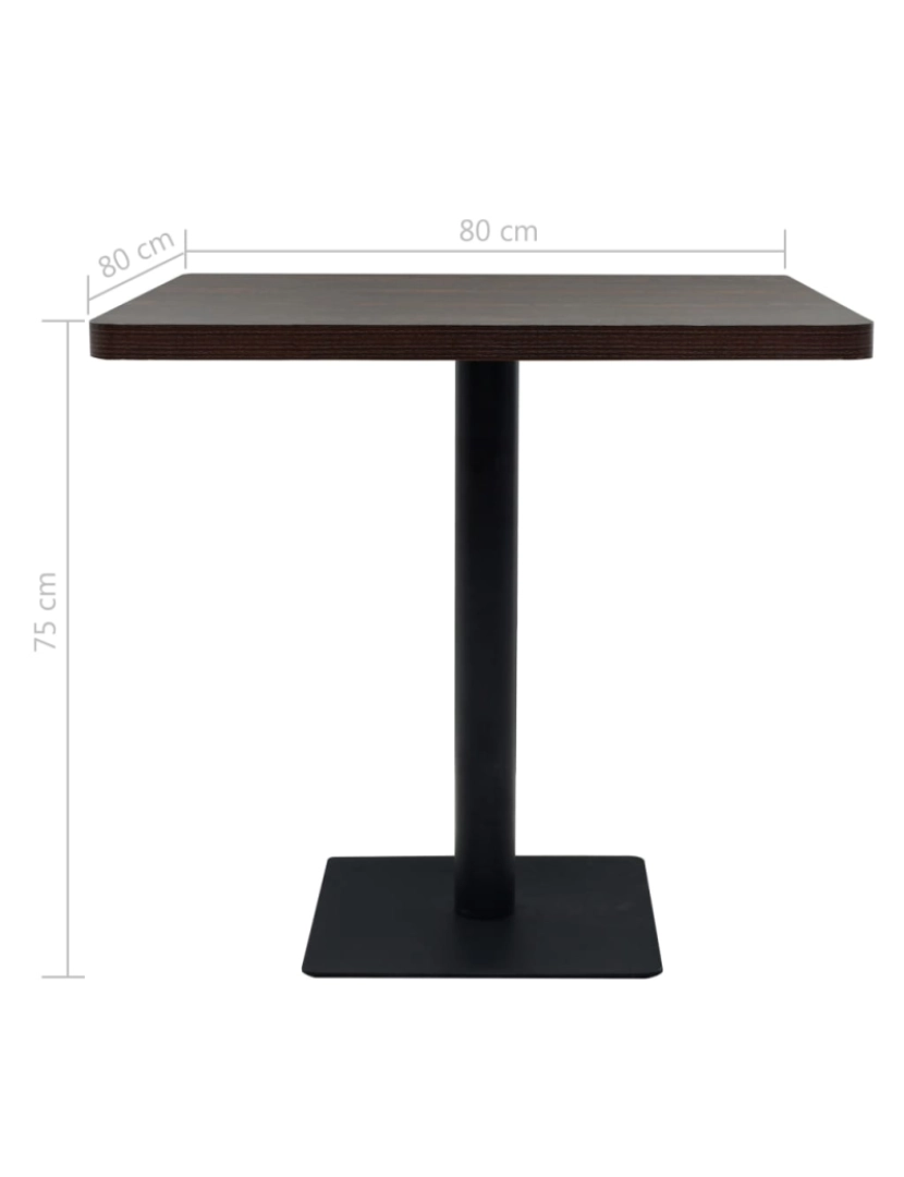 imagem de vidaXL Mesa bistrô em MDF e aço quadrada 80x80x75 cm cinzento escuro7