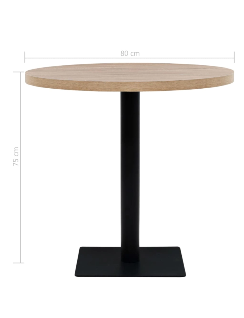 imagem de vidaXL Mesa bistrô MDF e aço redonda 80x75 cm cor de carvalho7