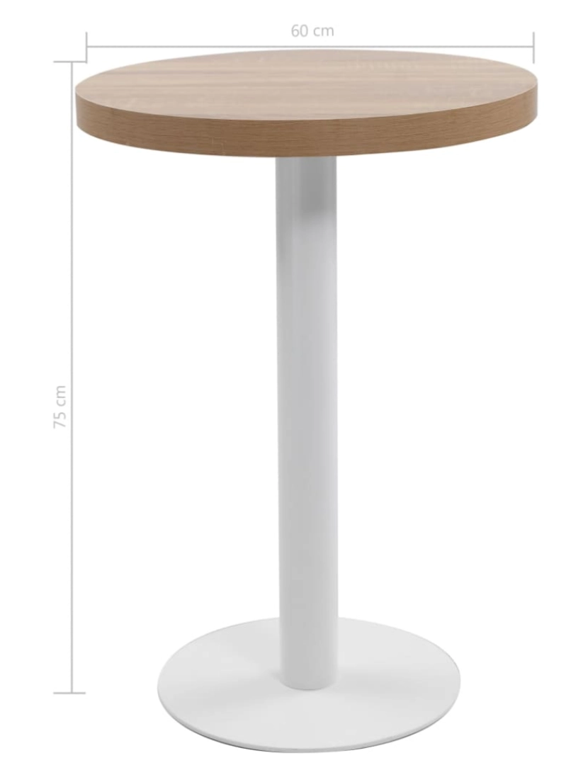 imagem de vidaXL Mesa bistrô 60 cm MDF castanho-claro6