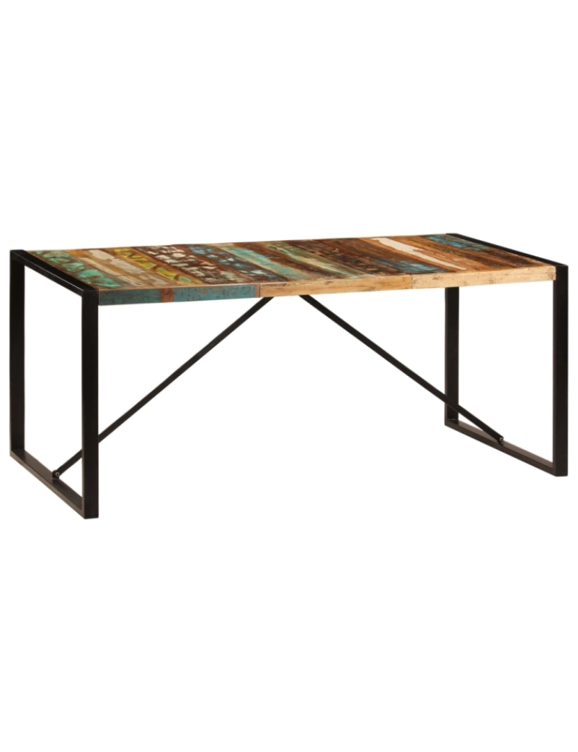 imagem de vidaXL Mesa de jantar 180x90x75 cm madeira recuperada maciça8