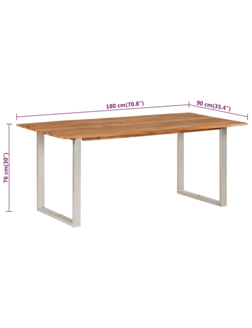 imagem de vidaXL Mesa de jantar 180x90x76 cm madeira de acácia maciça9