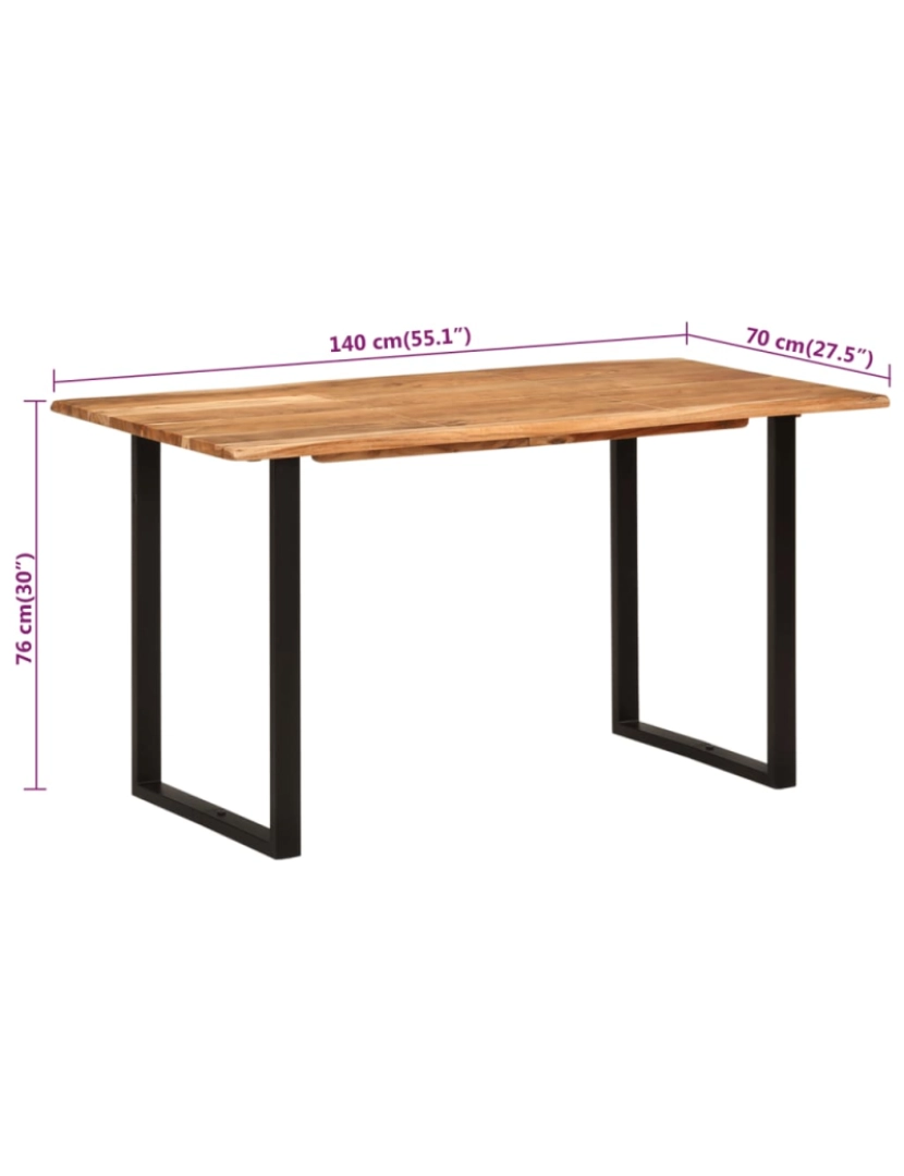 imagem de vidaXL Mesa de jantar 140x70x76 cm madeira de acácia maciça9