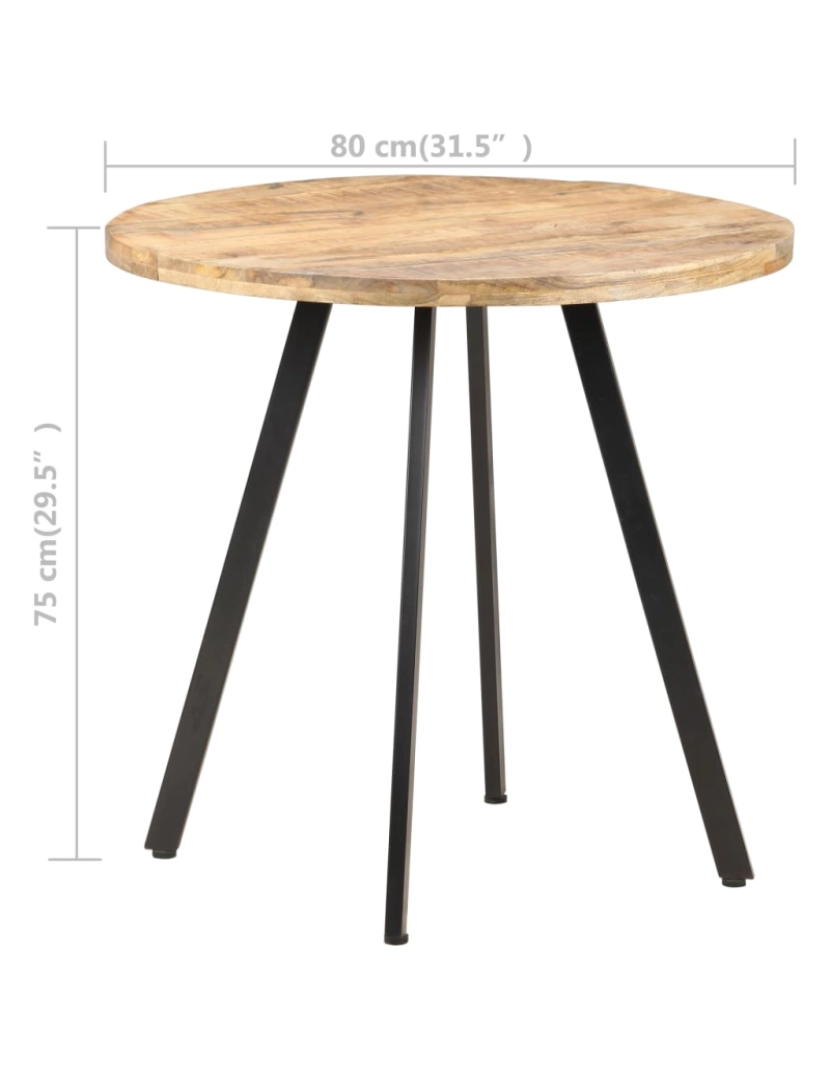 imagem de vidaXL Mesa de jantar 80 cm madeira de mangueira áspera5