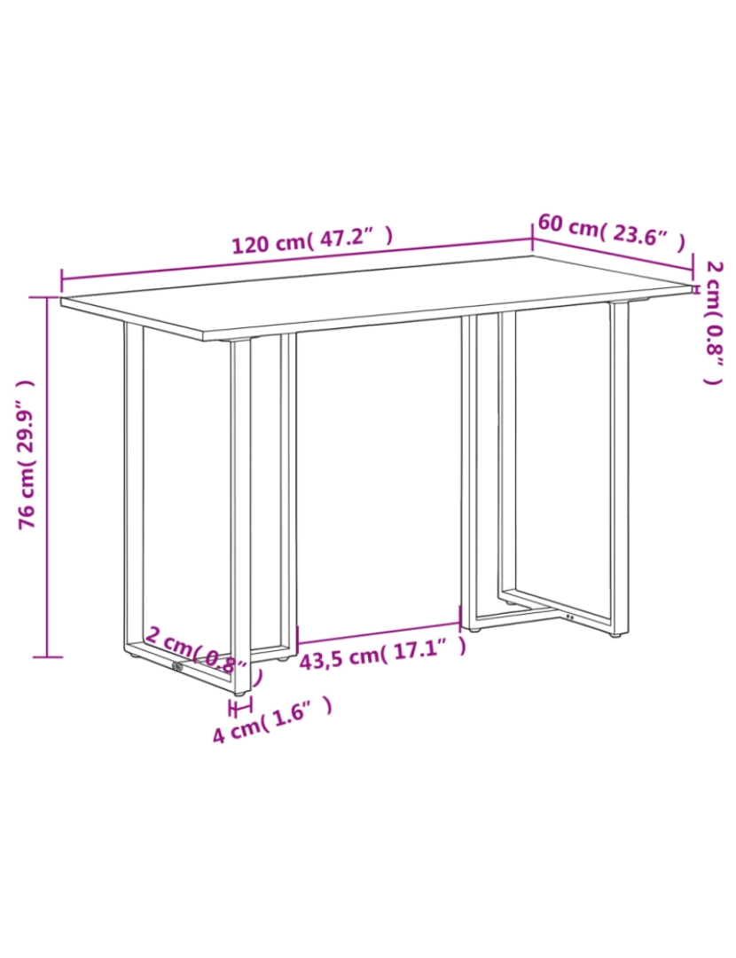 imagem de vidaXL Mesa de jantar 120 cm madeira de mangueira áspera7