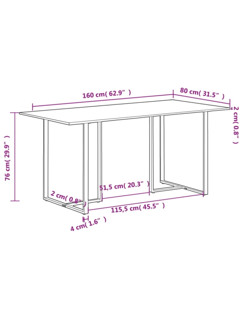 imagem de vidaXL Mesa de jantar 160 cm madeira recuperada maciça8