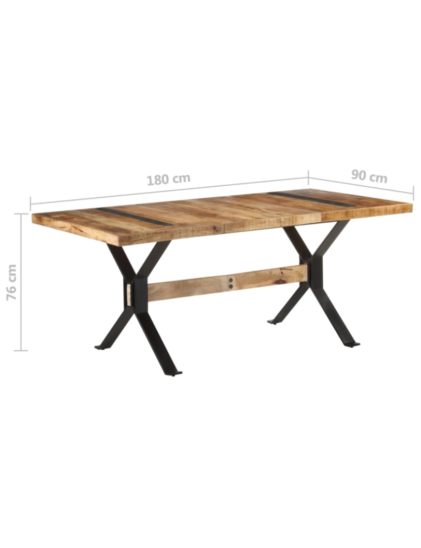 imagem de vidaXL Mesa de jantar 180x90x76 cm madeira de mangueira áspera8