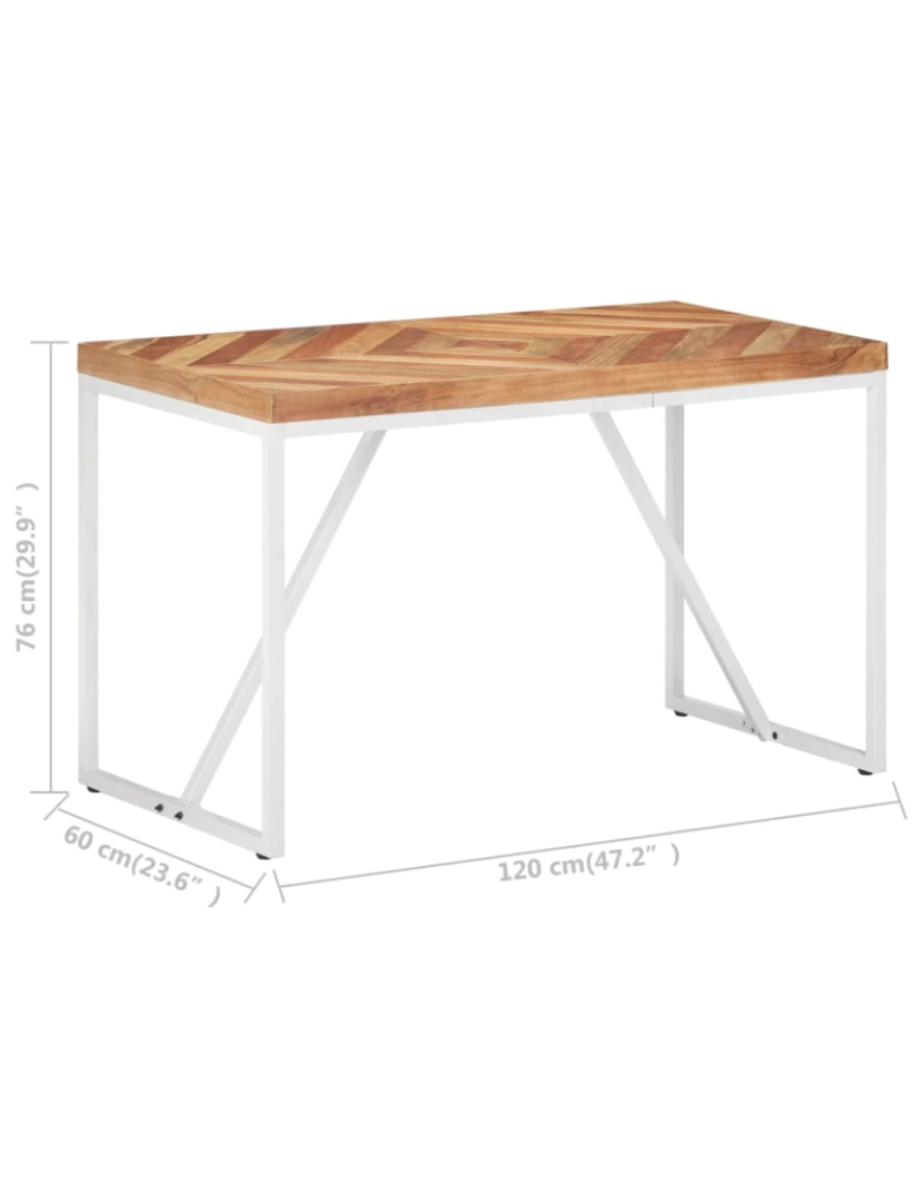 imagem de vidaXL Mesa de jantar 120x60x76 cm madeira acácia maciça e mangueira8