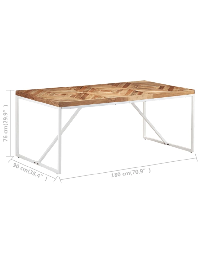 imagem de vidaXL Mesa de jantar 180x90x76 cm madeira acácia maciça e mangueira8