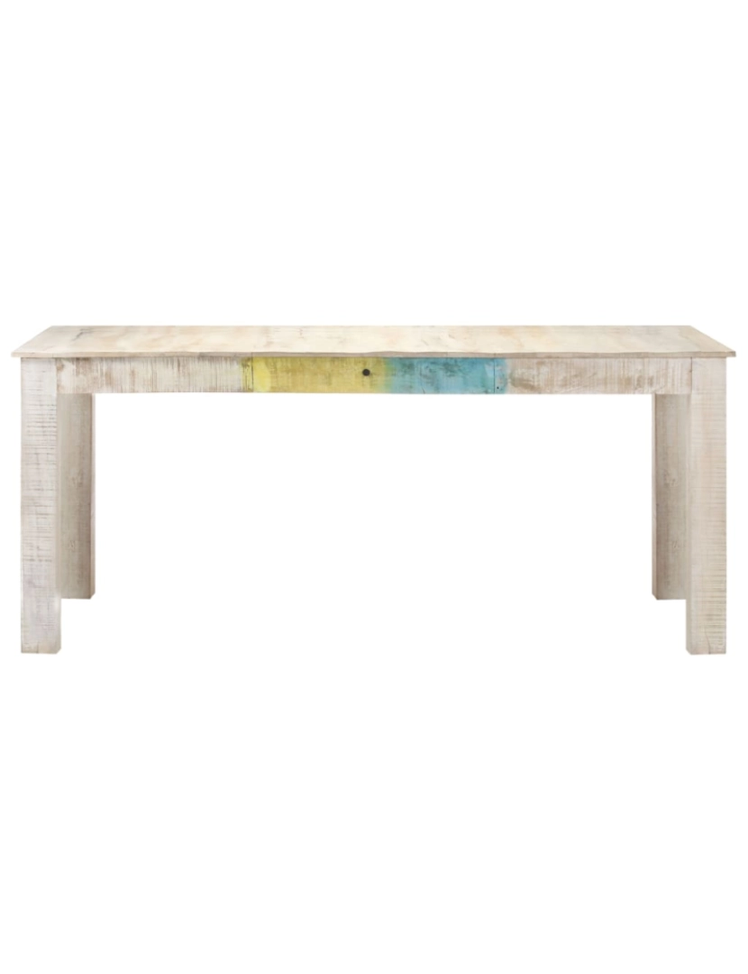 imagem de vidaXL Mesa de jantar 180x90x76 cm madeira de mangueira maciça branco3