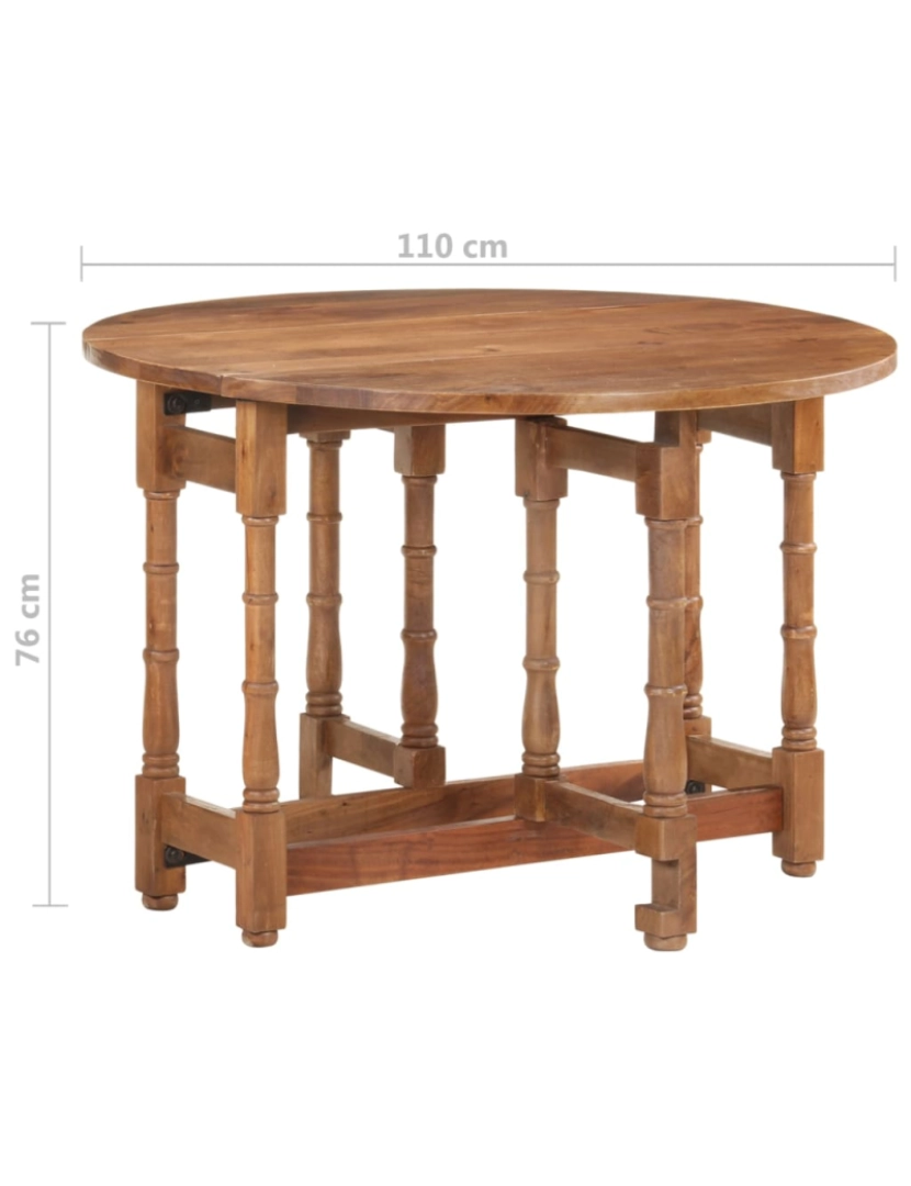 imagem de vidaXL Mesa de jantar redonda 110x76 cm madeira de mangueira maciça10