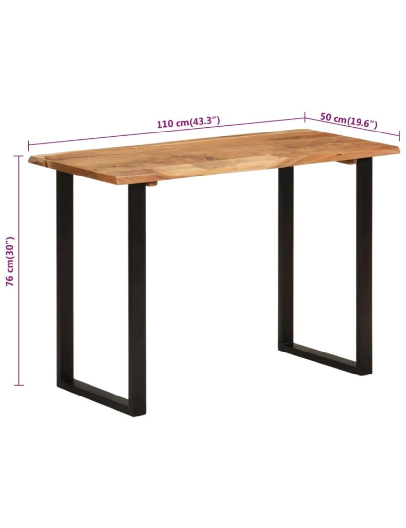 imagem de vidaXL Mesa de jantar 110x50x76 madeira de acácia maciça9