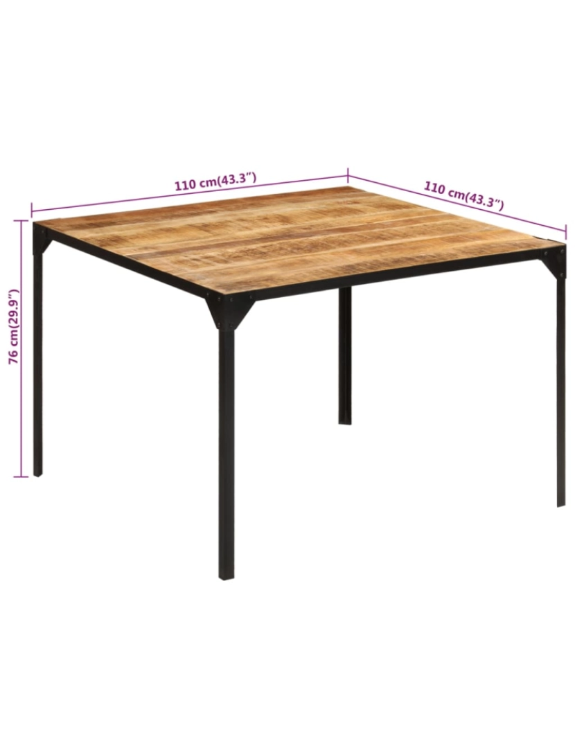 imagem de vidaXL Mesa de jantar 110x110x76 cm madeira de mangueira maciça8