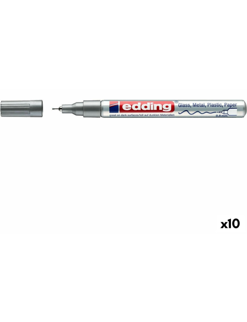 Edding - Rotulador permanente Edding 780 Prateado (10 Unidades)