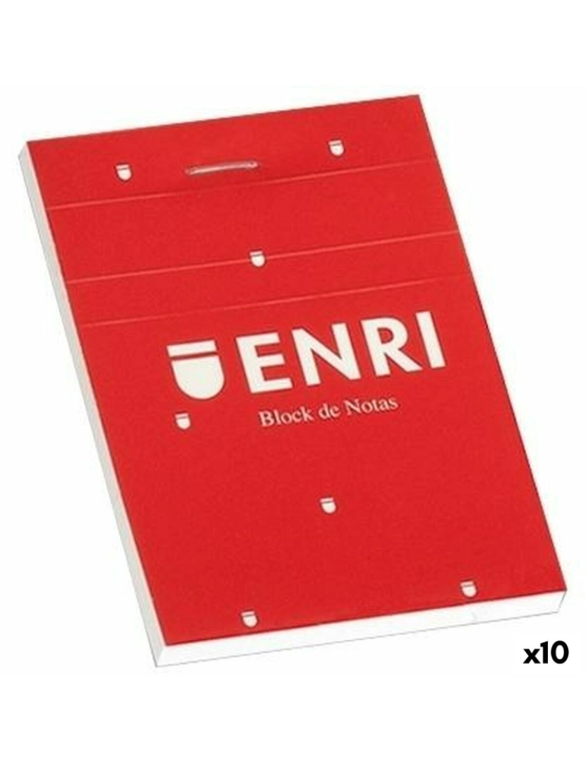 Enri - Bloco de Notas ENRI Vermelho A6 80 Folhas 4 mm (10 Unidades)