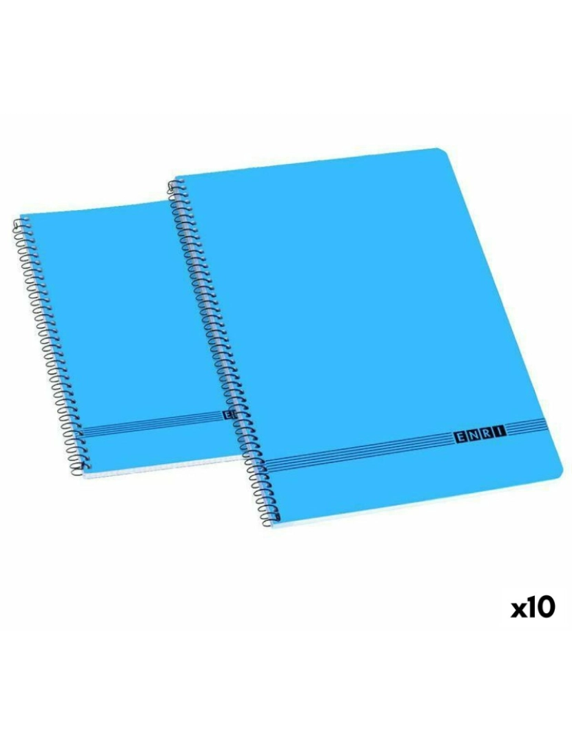 Enri - Caderno ENRI Tampa macia Azul 80 Folhas 4 mm Quarto (10 Unidades)