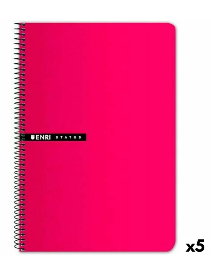 Enri - Caderno ENRI Quadriculado Vermelho Din A4 (5 Unidades)