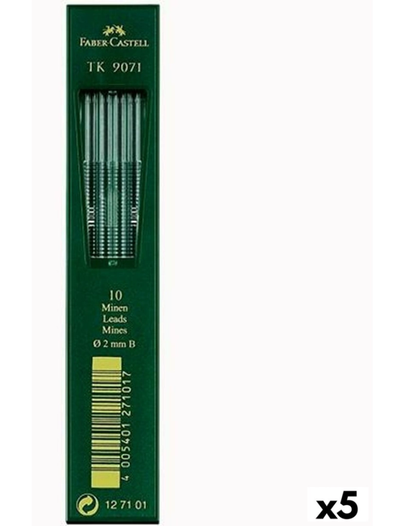 Faber-Castell - Recarga de mina Faber-Castell TK9071  2,0 mm B (5 Unidades) (10 Unidades)