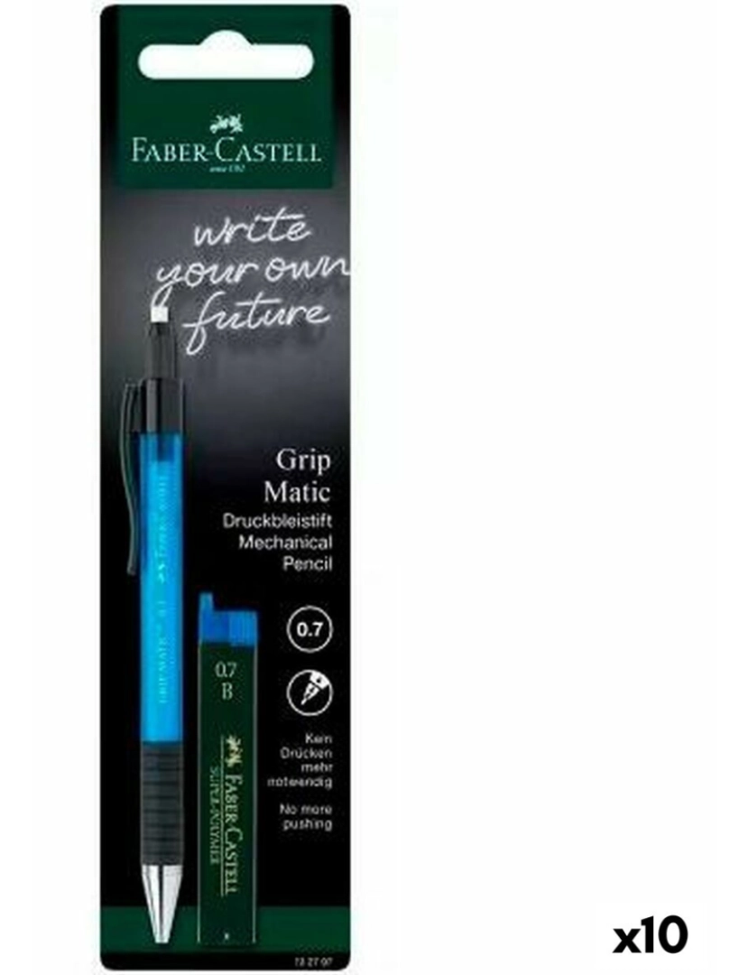 Faber-Castell - Porta-minas Faber-Castell Grip  Matic Azul 0,7 mm (10 Unidades)