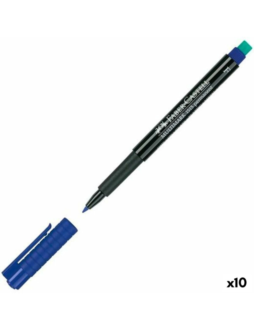 Faber-Castell - Rotulador permanente Faber-Castell Multimark 1513 F Azul (10 Unidades)