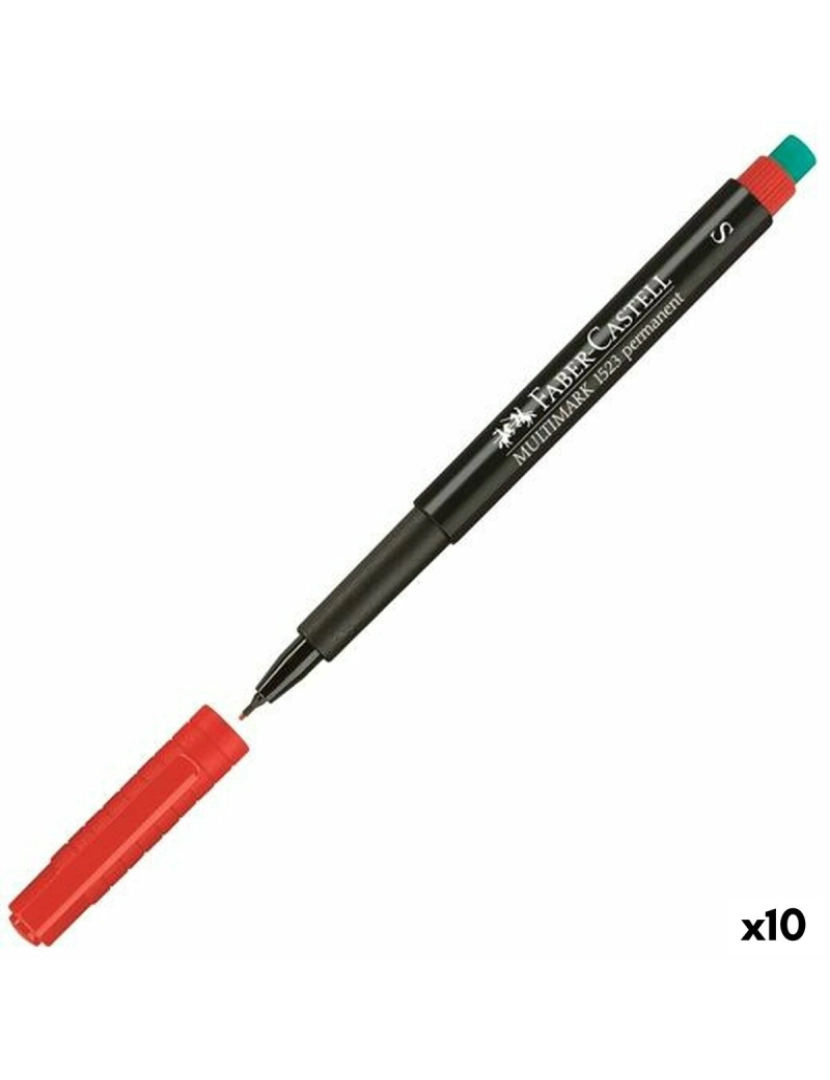 Faber-Castell - Rotulador permanente Faber-Castell Multimark 1523 M Vermelho (10 Unidades)