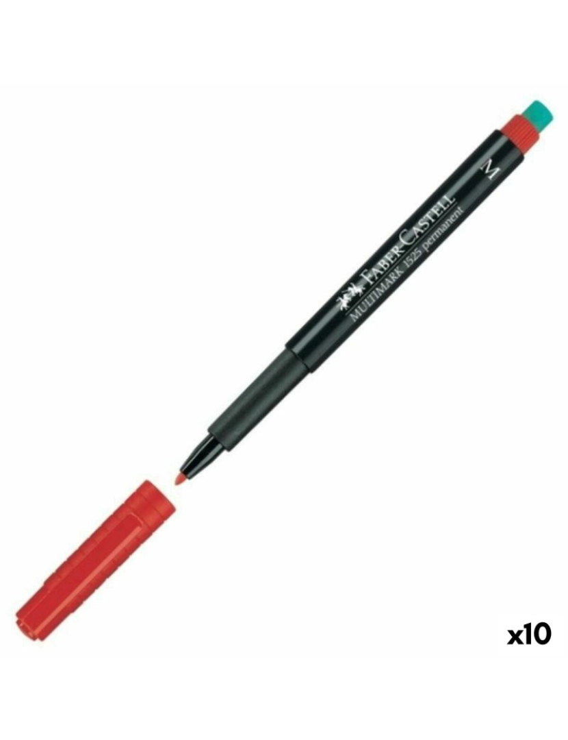 Faber-Castell - Rotulador permanente Faber-Castell Multimark 1525 M Vermelho (10 Unidades)