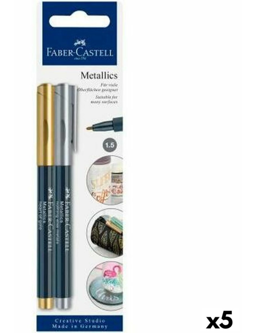 imagem de Conjunto de Canetas de Feltro Faber-Castell Creative Studio Metallics Dourado Metal (5 Unidades)1