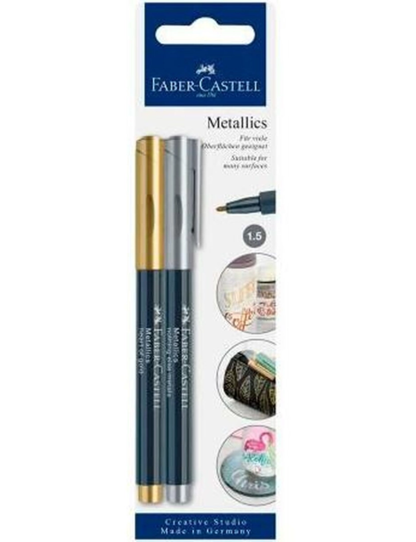 imagem de Conjunto de Canetas de Feltro Faber-Castell Creative Studio Metallics Dourado Metal (5 Unidades)2