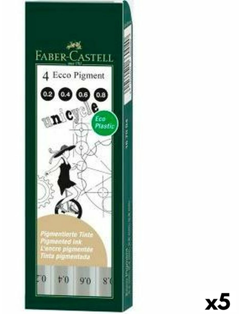 Faber-Castell - Conjunto de Canetas de Feltro Faber-Castell Ecco Pigment Preto (5 Unidades)