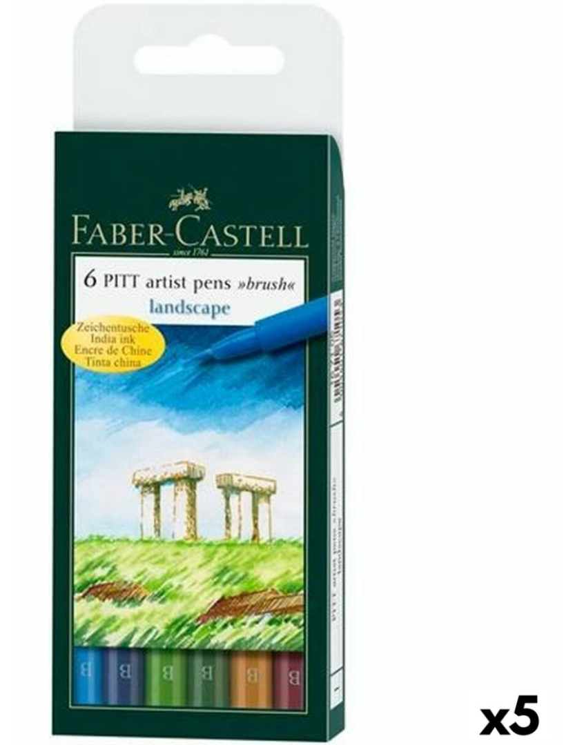 Faber-Castell - Conjunto de Canetas de Feltro Faber-Castell Pitt Artist Landscape Estojo (5 Unidades)