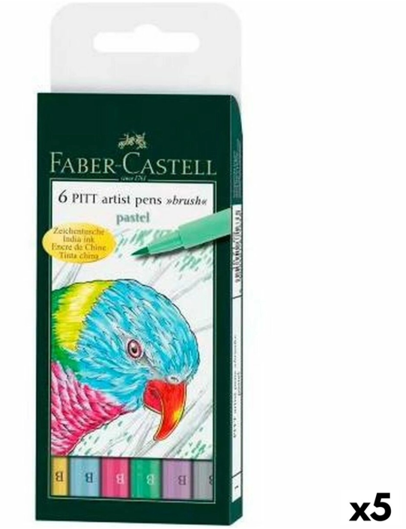 Faber-Castell - Conjunto de Canetas de Feltro Faber-Castell Pitt Artist Estojo Pastel (5 Unidades)