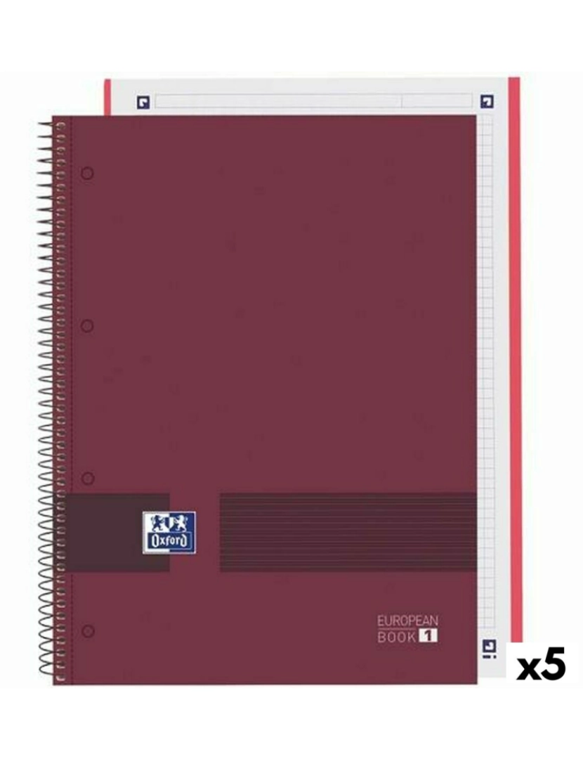 imagem de Caderno Oxford European Book Write&Erase Castanho-avermelhado A4 (5 Unidades)1