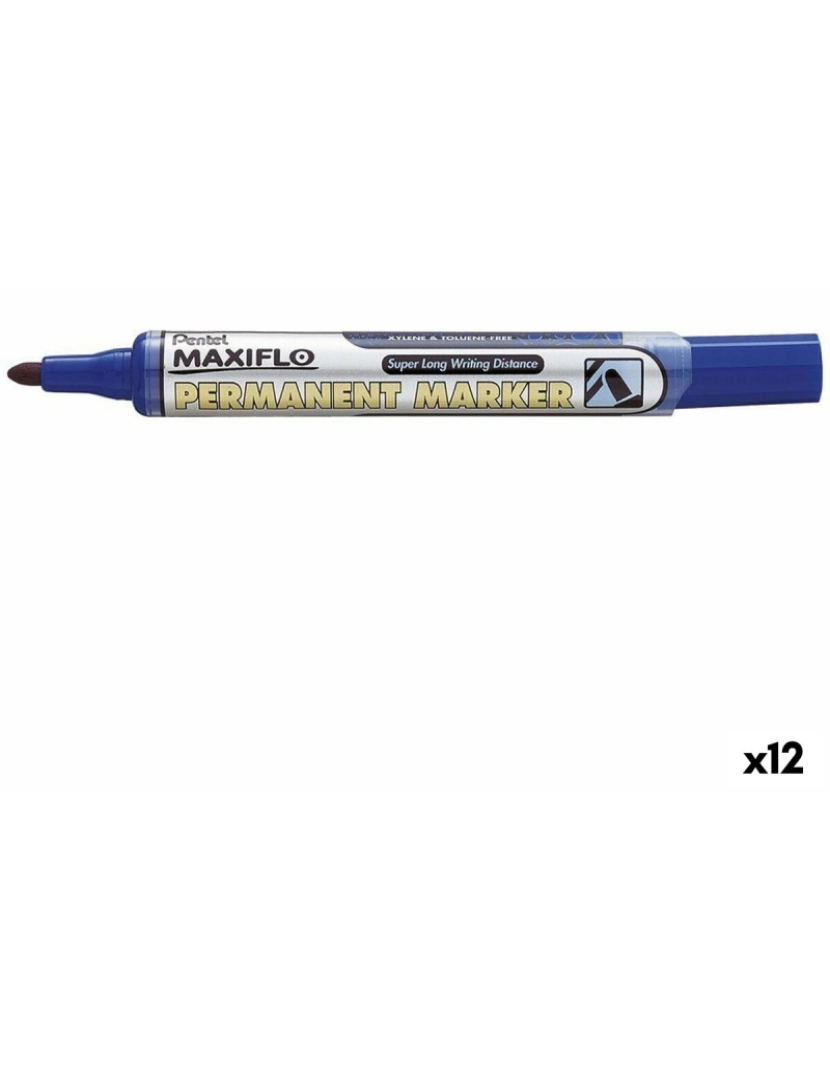 Pentel - Rotulador permanente Pentel Maxiflo NLF50 Azul 12 Peças (12 Unidades)