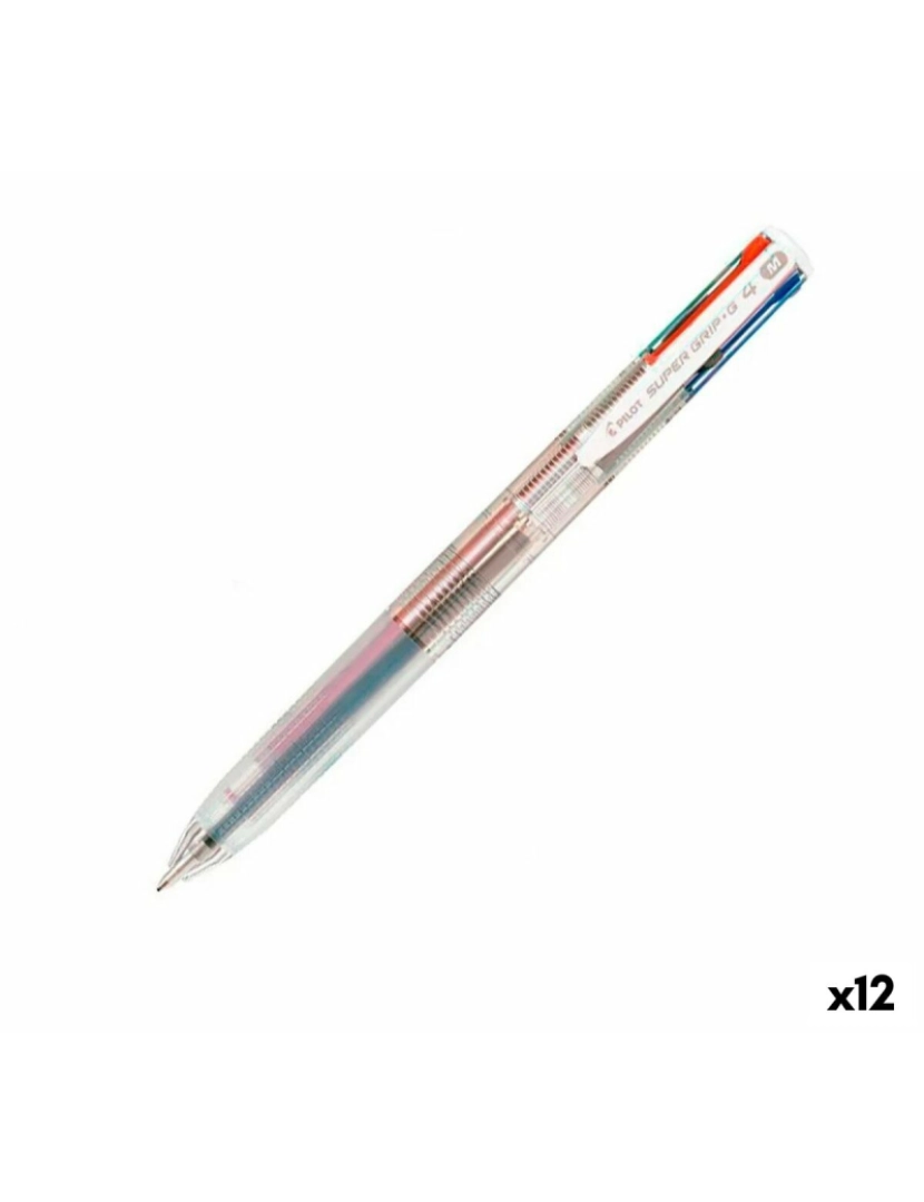 Pilot - Caneta Pilot Super Grip 4 Transparente 0,4 mm (12 Unidades)