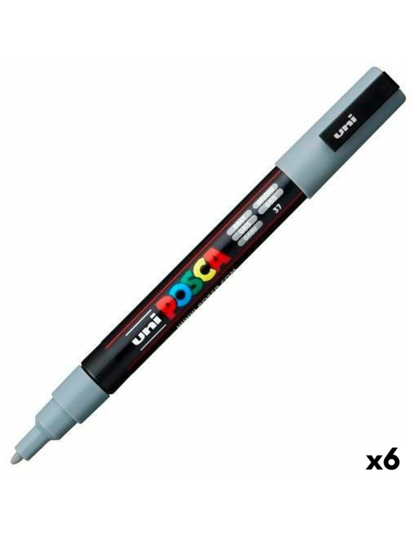 Posca - Rotulador POSCA PC-3M Cinzento (6 Unidades)